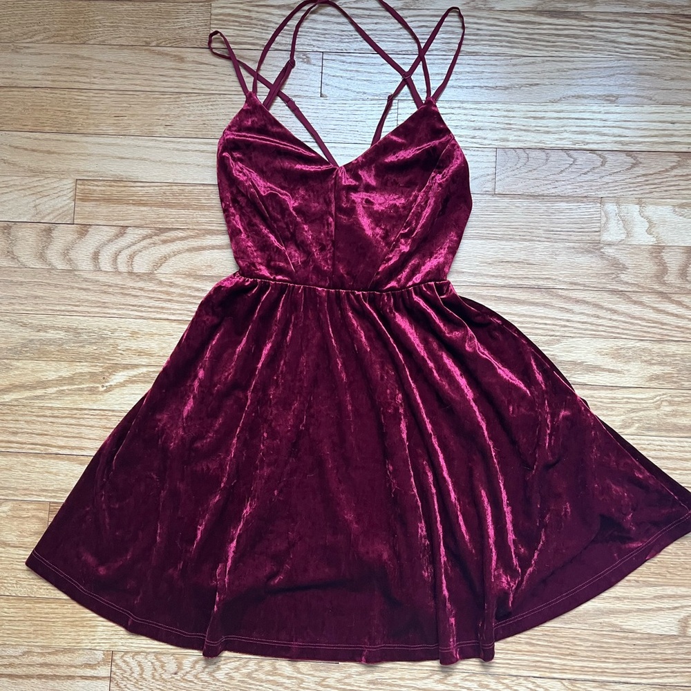 Forever 21 Burgundy Velvet Mini Dress